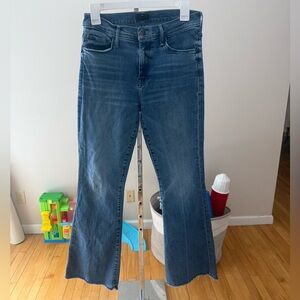 MOTHER Weekender Fray Dark Blue Flare Jeans